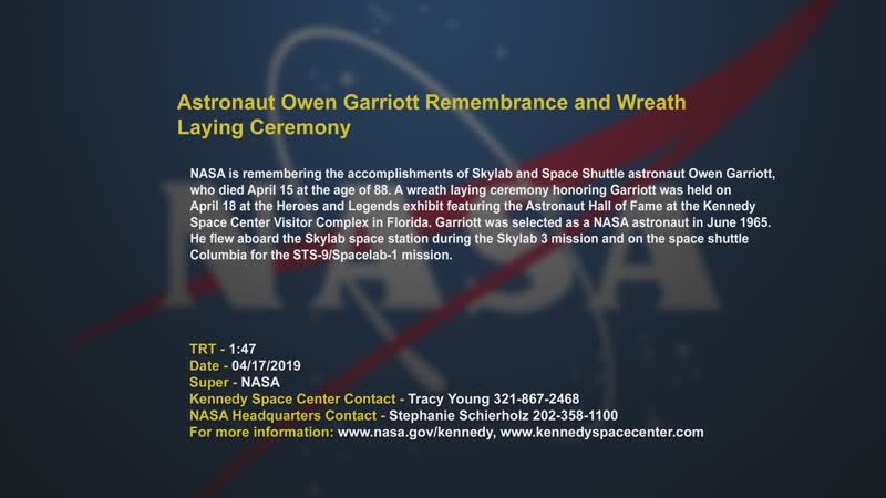 Wreath Laying Ceremony for Astronaut Owen Garriott